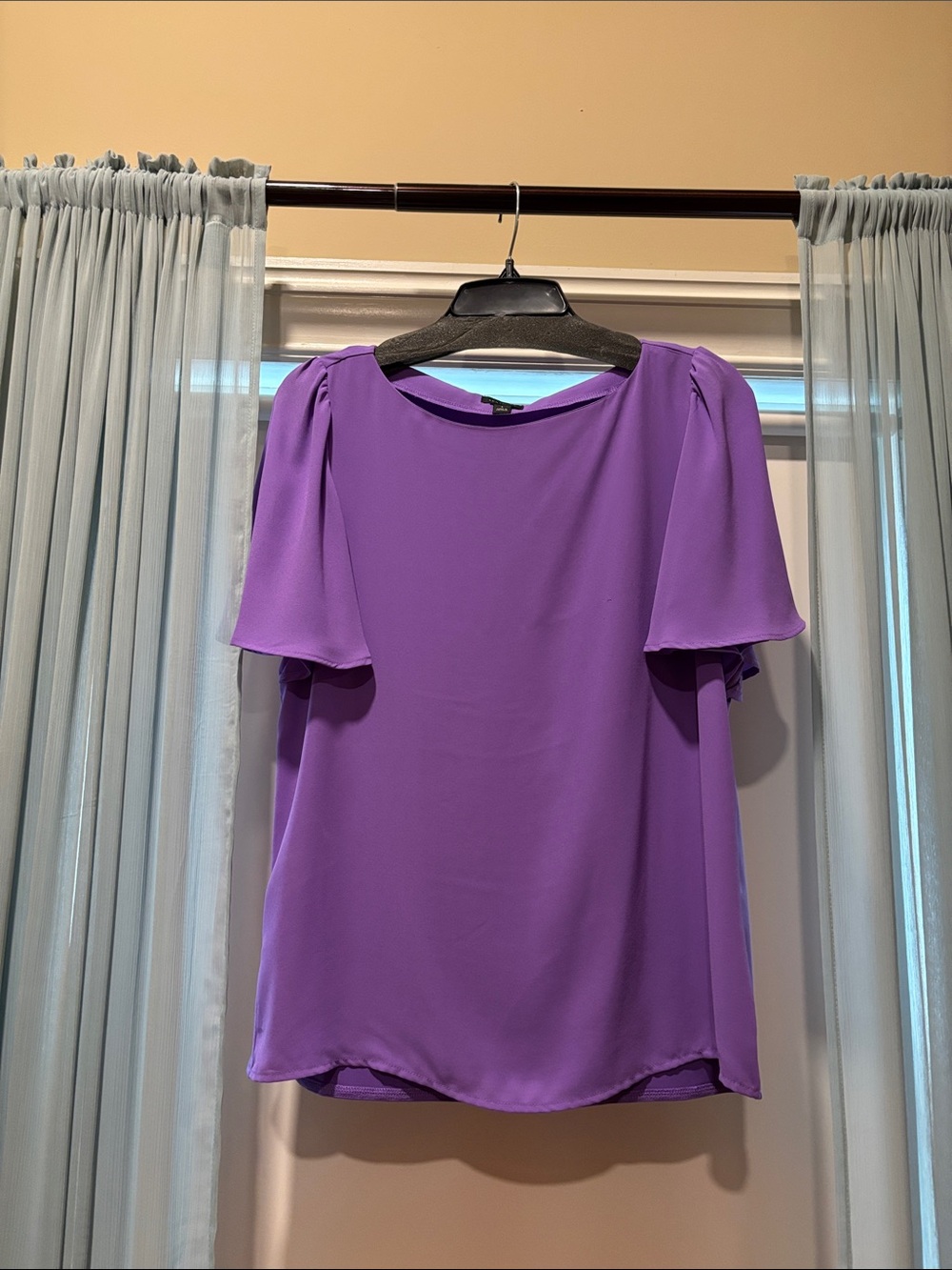 Ann Taylor Purple Flutter-Sleeve Blouse